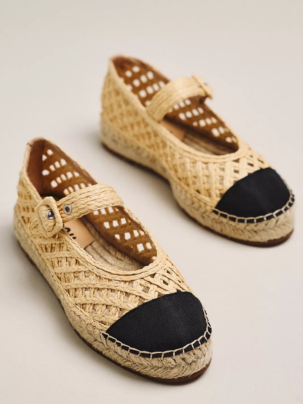 Bibi Lou Raffia Mary Jane Flats Sandals